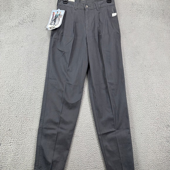 Dockers Mens Student Khaki Pants 28X32 Gray Pleated Straight Leg Pocket Logo NEW